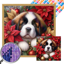 Load image into Gallery viewer, Christmas Poinsettia Dog 40*40CM Full AB Square Drill Diamond Painting Drill Diamond Painting
