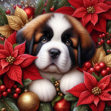 Load image into Gallery viewer, Christmas Poinsettia Dog 40*40CM Full AB Square Drill Diamond Painting Drill Diamond Painting
