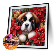 Load image into Gallery viewer, Christmas Poinsettia Dog 40*40CM Full AB Square Drill Diamond Painting Drill Diamond Painting
