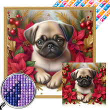 Load image into Gallery viewer, Christmas Poinsettia Dog 40*40CM Full AB Square Drill Diamond Painting Drill Diamond Painting
