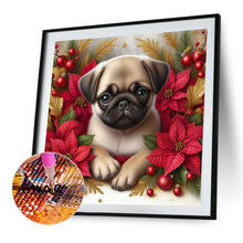 Load image into Gallery viewer, Christmas Poinsettia Dog 40*40CM Full AB Square Drill Diamond Painting Drill Diamond Painting
