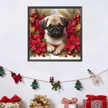 Load image into Gallery viewer, Christmas Poinsettia Dog 40*40CM Full AB Square Drill Diamond Painting Drill Diamond Painting
