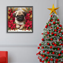 Load image into Gallery viewer, Christmas Poinsettia Dog 40*40CM Full AB Square Drill Diamond Painting Drill Diamond Painting
