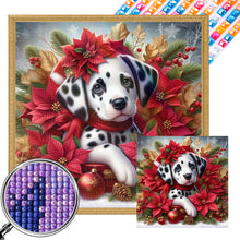 Load image into Gallery viewer, Christmas Poinsettia Dog 40*40CM Full AB Square Drill Diamond Painting Drill Diamond Painting
