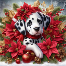 Load image into Gallery viewer, Christmas Poinsettia Dog 40*40CM Full AB Square Drill Diamond Painting Drill Diamond Painting
