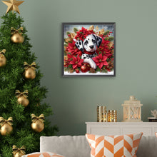 Load image into Gallery viewer, Christmas Poinsettia Dog 40*40CM Full AB Square Drill Diamond Painting Drill Diamond Painting
