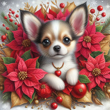 Load image into Gallery viewer, Christmas Poinsettia Dog 40*40CM Full AB Square Drill Diamond Painting Drill Diamond Painting
