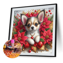 Load image into Gallery viewer, Christmas Poinsettia Dog 40*40CM Full AB Square Drill Diamond Painting Drill Diamond Painting
