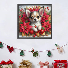 Load image into Gallery viewer, Christmas Poinsettia Dog 40*40CM Full AB Square Drill Diamond Painting Drill Diamond Painting
