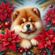 Load image into Gallery viewer, Christmas Poinsettia Dog 40*40CM Full AB Square Drill Diamond Painting Drill Diamond Painting
