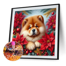 Load image into Gallery viewer, Christmas Poinsettia Dog 40*40CM Full AB Square Drill Diamond Painting Drill Diamond Painting
