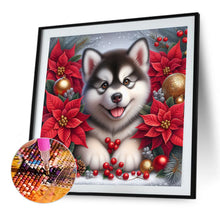 Load image into Gallery viewer, Christmas Poinsettia Dog 40*40CM Full AB Square Drill Diamond Painting Drill Diamond Painting
