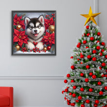 Load image into Gallery viewer, Christmas Poinsettia Dog 40*40CM Full AB Square Drill Diamond Painting Drill Diamond Painting
