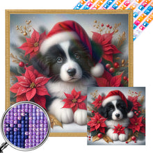 Load image into Gallery viewer, Christmas Poinsettia Dog 40*40CM Full AB Square Drill Diamond Painting Drill Diamond Painting
