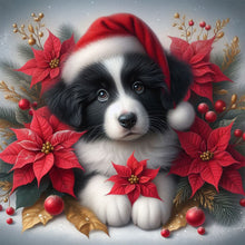 Load image into Gallery viewer, Christmas Poinsettia Dog 40*40CM Full AB Square Drill Diamond Painting Drill Diamond Painting
