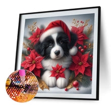 Load image into Gallery viewer, Christmas Poinsettia Dog 40*40CM Full AB Square Drill Diamond Painting Drill Diamond Painting
