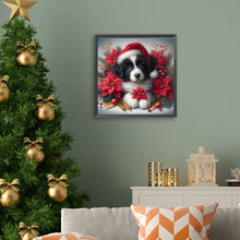 Load image into Gallery viewer, Christmas Poinsettia Dog 40*40CM Full AB Square Drill Diamond Painting Drill Diamond Painting
