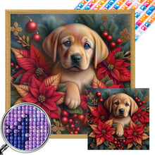 Load image into Gallery viewer, Christmas Poinsettia Dog 40*40CM Full AB Square Drill Diamond Painting Drill Diamond Painting
