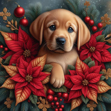 Load image into Gallery viewer, Christmas Poinsettia Dog 40*40CM Full AB Square Drill Diamond Painting Drill Diamond Painting
