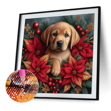 Load image into Gallery viewer, Christmas Poinsettia Dog 40*40CM Full AB Square Drill Diamond Painting Drill Diamond Painting
