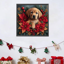 Load image into Gallery viewer, Christmas Poinsettia Dog 40*40CM Full AB Square Drill Diamond Painting Drill Diamond Painting
