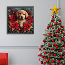 Load image into Gallery viewer, Christmas Poinsettia Dog 40*40CM Full AB Square Drill Diamond Painting Drill Diamond Painting
