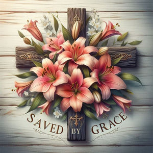 Cross With Flowers 40*40CM(Picture) Partial AB Full Square Drill Diamond Painting