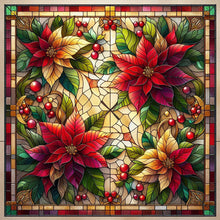 Load image into Gallery viewer, Glass Painting Poinsettia 40*40CM Full AB Square Drill Diamond Painting Drill Diamond Painting
