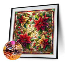 Load image into Gallery viewer, Glass Painting Poinsettia 40*40CM Full AB Square Drill Diamond Painting Drill Diamond Painting
