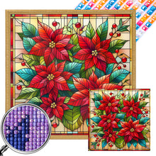 Load image into Gallery viewer, Glass Painting Poinsettia 40*40CM Full AB Square Drill Diamond Painting Drill Diamond Painting
