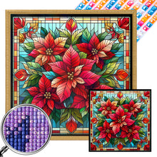 Load image into Gallery viewer, Glass Painting Poinsettia 40*40CM Full AB Square Drill Diamond Painting Drill Diamond Painting
