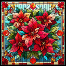 Load image into Gallery viewer, Glass Painting Poinsettia 40*40CM Full AB Square Drill Diamond Painting Drill Diamond Painting
