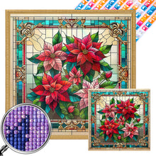 Load image into Gallery viewer, Glass Painting Poinsettia 40*40CM Full AB Square Drill Diamond Painting Drill Diamond Painting
