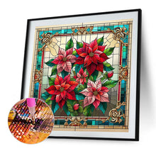 Load image into Gallery viewer, Glass Painting Poinsettia 40*40CM Full AB Square Drill Diamond Painting Drill Diamond Painting
