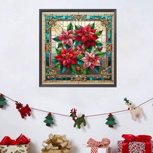 Load image into Gallery viewer, Glass Painting Poinsettia 40*40CM Full AB Square Drill Diamond Painting Drill Diamond Painting
