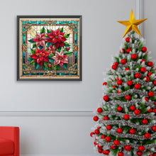 Load image into Gallery viewer, Glass Painting Poinsettia 40*40CM Full AB Square Drill Diamond Painting Drill Diamond Painting
