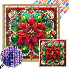 Load image into Gallery viewer, Glass Painting Poinsettia 40*40CM Full AB Square Drill Diamond Painting Drill Diamond Painting
