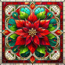 Load image into Gallery viewer, Glass Painting Poinsettia 40*40CM Full AB Square Drill Diamond Painting Drill Diamond Painting
