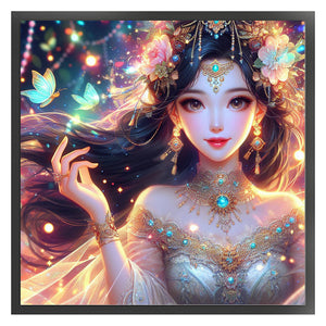 Huancan - Ancient Style Girl - 50*50CM 14CT 2 Stamped Cross Stitch