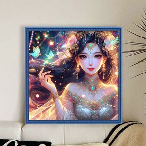 Huancan - Ancient Style Girl - 50*50CM 14CT 2 Stamped Cross Stitch