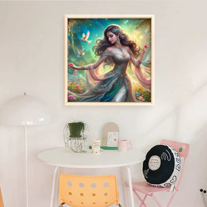 Huancan - Curly-Haired Girl - 50*50CM 14CT 2 Stamped Cross Stitch