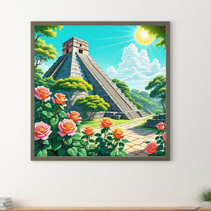 Rose Castillo Pyramid 30*30CM Full Round Drill Diamond Painting Drill Diamond Painting