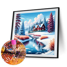 Load image into Gallery viewer, Small House In The Snow By The River 30*30CM Full Round Drill Diamond Painting Drill Diamond Painting
