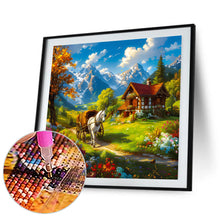 Load image into Gallery viewer, Snow Melting Mountain White Horse House Flowers 30*30CM Full Round Drill Diamond Painting Drill Diamond Painting
