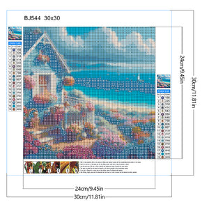 Seaside Sailboat Villa 30*30CM Full Round Drill Diamond Painting Drill Diamond Painting