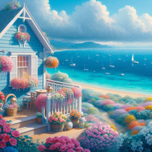 Load image into Gallery viewer, Seaside Sailboat Villa 30*30CM Full Round Drill Diamond Painting Drill Diamond Painting
