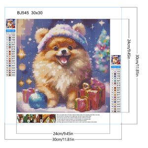 Christmas Pomeranian 30*30CM Full Round Drill Diamond Painting Drill Diamond Painting