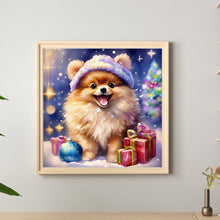 Load image into Gallery viewer, Christmas Pomeranian 30*30CM Full Round Drill Diamond Painting Drill Diamond Painting
