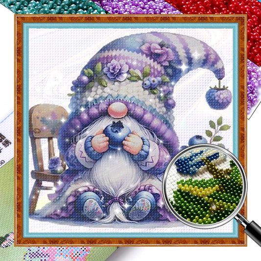 Blueberry Gnome - Partial  9CT Stamped Cross Stitch - Bead Embroidery 39x39CM/15.35x15.35in