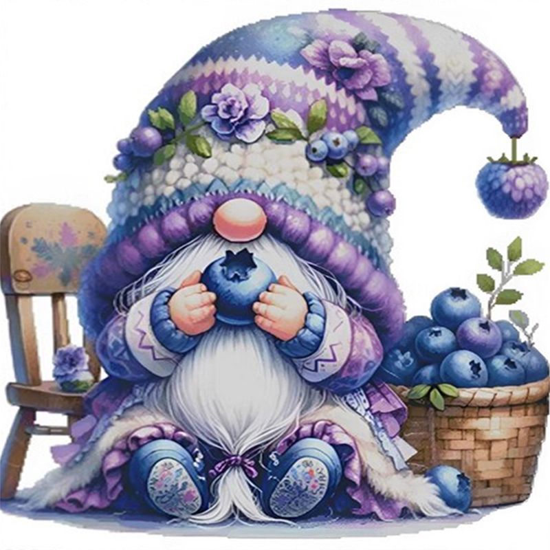 Blueberry Gnome - Partial  9CT Stamped Cross Stitch - Bead Embroidery 39x39CM/15.35x15.35in